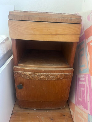 Antique bedside table with marble top