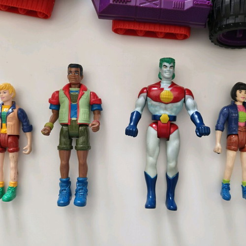 Captain Planet vintage lot with 4 figures and 3 vehicles