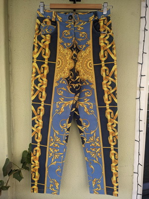 Hirsch Stretch patterned pants used, size M 38 10, multicolor