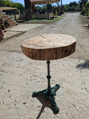 Handmade garden table pine wood with cast iron base new