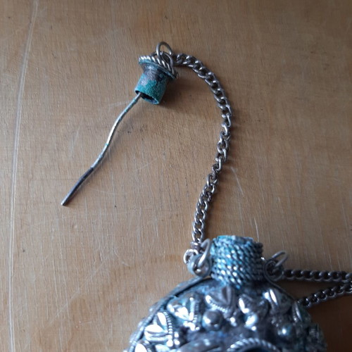 Vintage Perfume Bottle Pendant with Semi-Precious Stones used