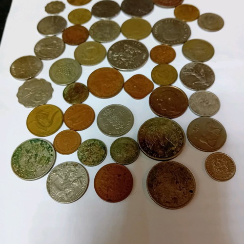 Old coins used, assorted 42 pieces