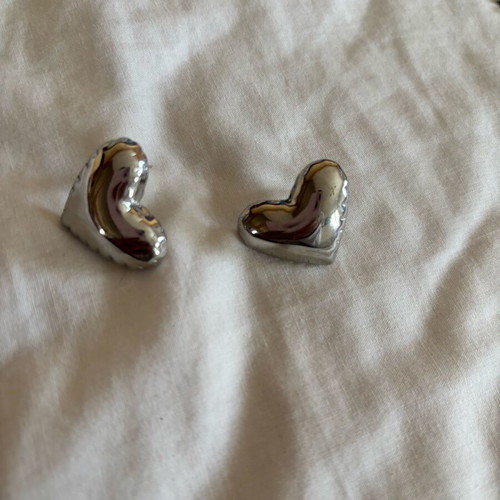 Heart silver earrings like new