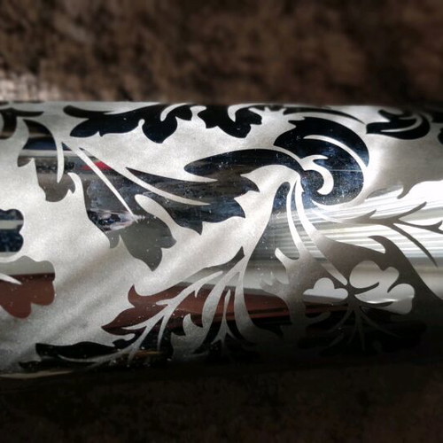Porcelain vase new black with matte and glossy flowers