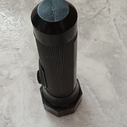 Plastic flashlight used, simple, works with 2 DD batteries