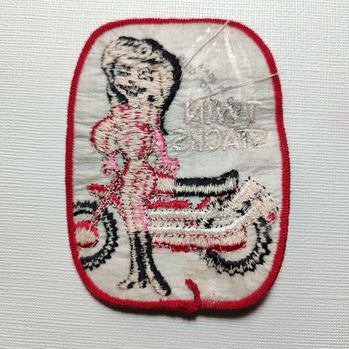 Twin Stacks Harley Davidson embroidered patch used 70s