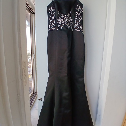 Evening dress strapless fishtail satin black size 36 like new