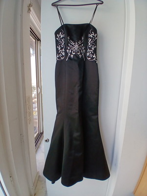 Evening dress strapless fishtail satin black size 36 like new