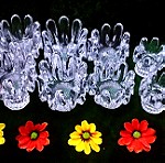  Συλλογή κηροπήγια 12 τμ. Kosta Boda "Sunflower" Art by Goran Warff Sweden full lead crystal 70'