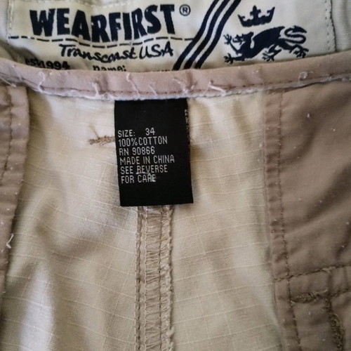 Cargo shorts men's used, size 34, beige, 100% cotton