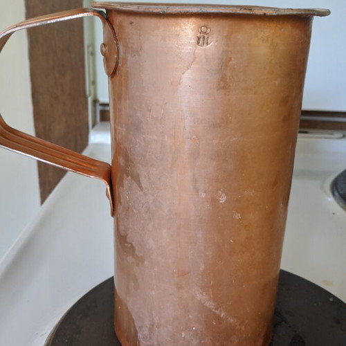 Vintage copper wine jug 18cm, used