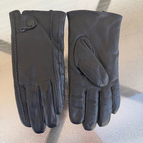 Black leather gloves