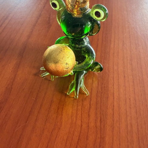 Handmade glass Frog Prince figurine like new