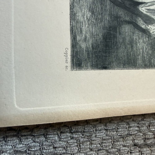 Engraving used, old authentic, 19 x 28 cm
