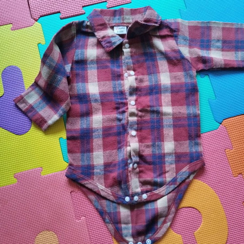 Denim overalls and checked shirt set for 3-6 months like new