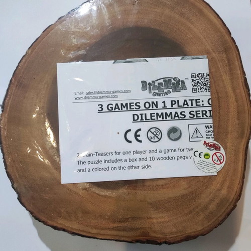 Wooden puzzle 3 Games in 1 Plate by Dilemma Games new
