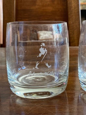 Three Johnnie Walker whiskey promotional glasses new, vintage
