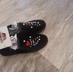 Winter Home Slippers size 39 black decorated new