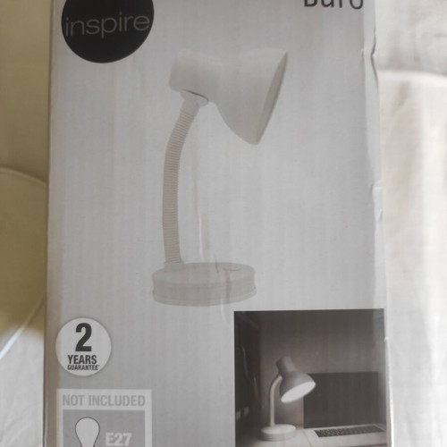 Desk lamp white new with gift bulb