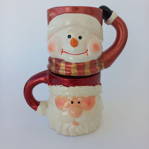 Christmas mug set used with Santa Claus and snowman