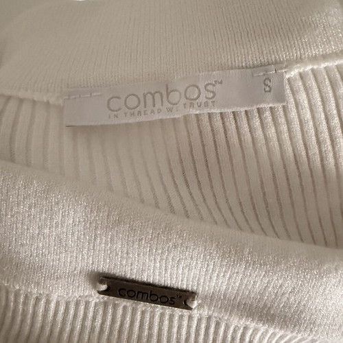 Combos Knitwear midi rib knit pencil skirt, white, size S