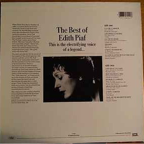 Edith Piaf The Best Of Edith Piaf vinyl record used, pop