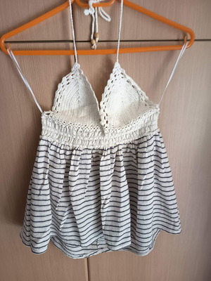 Γυναικείο ριγέ μπλουζάκι μεταχειρισμένο, μαύρο και άσπρο, one size