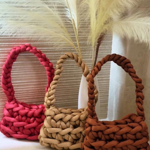 Handmade knitted shoulder bag from couture yarn new