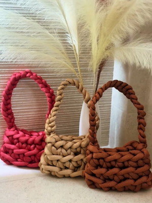 Handmade knitted shoulder bag from couture yarn new