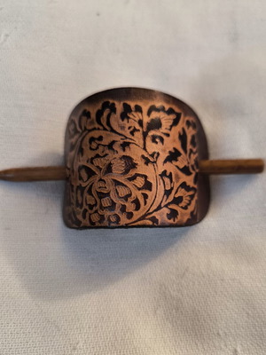 Leather Hair Barrette for Ponytail handmade, new, vintage