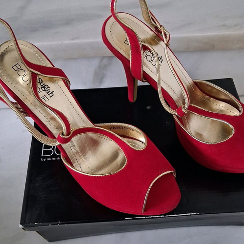 Fullah Sugah Boutique sandals new, red, size 39, 13 cm heel