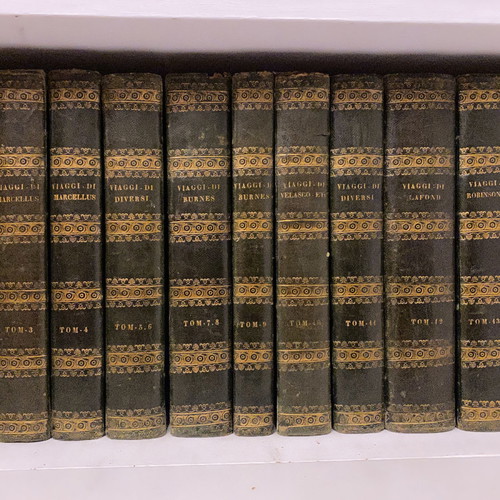 Raccolta di Viaggi μεταχειρισμένη έκδοση 1840-1845, 16 τόμοι σε 12 δερματόδετα βιβλία