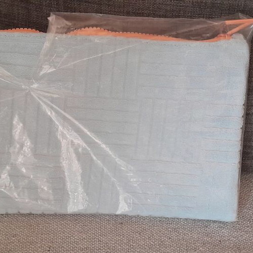Vichy toiletry bag new, blue terry cloth with waterproof lining