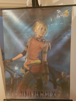 Final Fantasy X Rikku wall scroll used, fabric with vivid colors