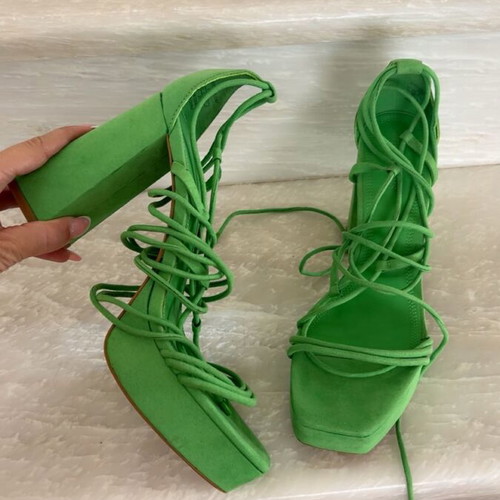 Stradivarius platform sandals new, green, size 39