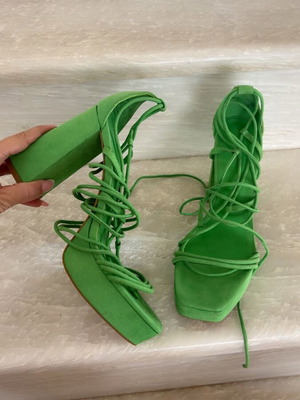 Stradivarius platform sandals new, green, size 39