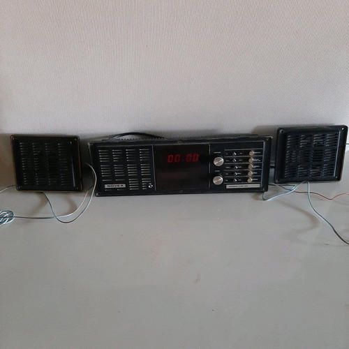 Bedside radio clock used, 1970s with speakers