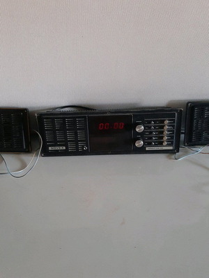 Bedside radio clock used, 1970s with speakers