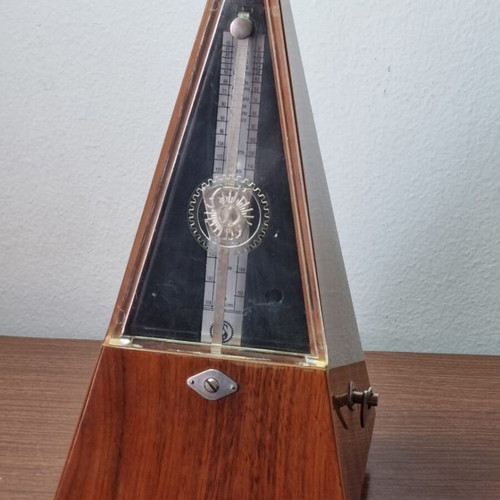 Teak pyramid metronome 1970s used, made in East Germany