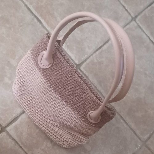 Knitted pink nude handbag handmade, new