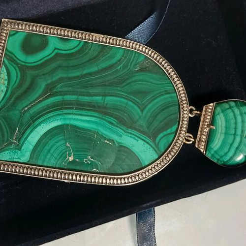 Clerical medallion pendant used with silver and malachite