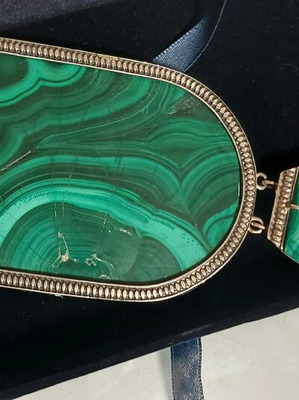 Clerical medallion pendant used with silver and malachite