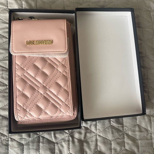 Love Moschino light pink crossbody phone pouch wallet new with tags