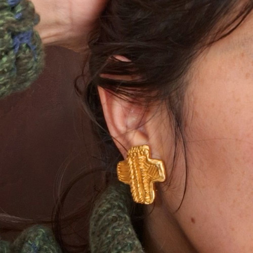 Christian Lacroix cross clip-on earrings used