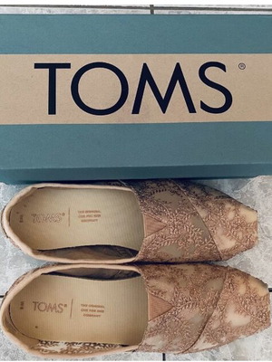 Toms espadrilles like new, pink gold lace, size 36.5