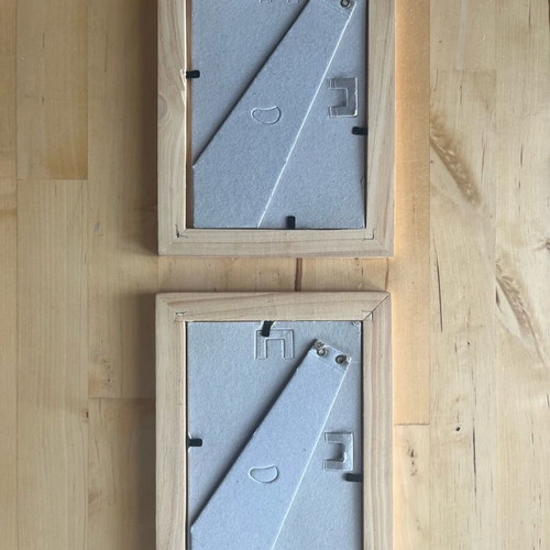 Set of small wooden frames with engravings like new