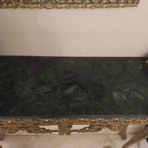 Vintage brass gilt entryway furniture with marble top used