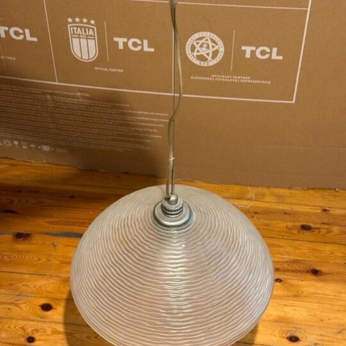 Ceiling light glass with LED lamp and stainless steel edges like new