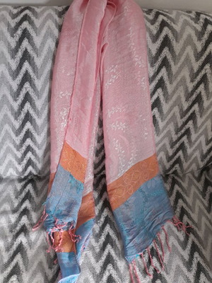 Ethnic chic scarf used in pink, orange and blue