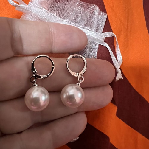Hoop earrings with small artificial pearls and 925 silver like new